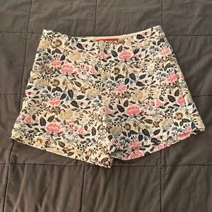 ANTHROPOLOGIE HIGH WAISTED FLORAL JACQUARD SHORTS BY CARTONNIER